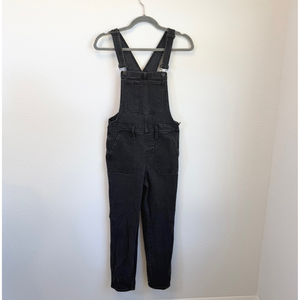 Madewell Black Slim Straight Overalls Womens XS Stretchy‎ Grunge Bib Rugged
